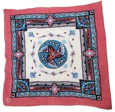 Vintage 80s Wamcraft Western Bandana Aztec Native American Made in USA Red