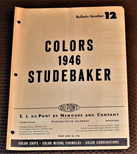VTG 1946 Dupont De Nemours Paint Color Chips Studebaker