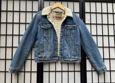 Levis Sherpa Denim Trucker Jacket Lt Blue Size Medium