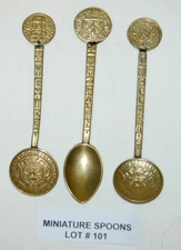 VINTAGE Miniature Spoons AZTEC Alpaca Mexico Set of 3 Lot#101