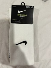 Nike Squad Strip White Knee High Dri Fit Cushion Logo Soccer M 6-8 Unisex