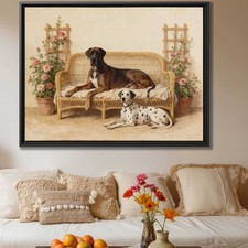 Great Dane and Dalmatian Dog Art Print Canvas Wall Decor for Living Room