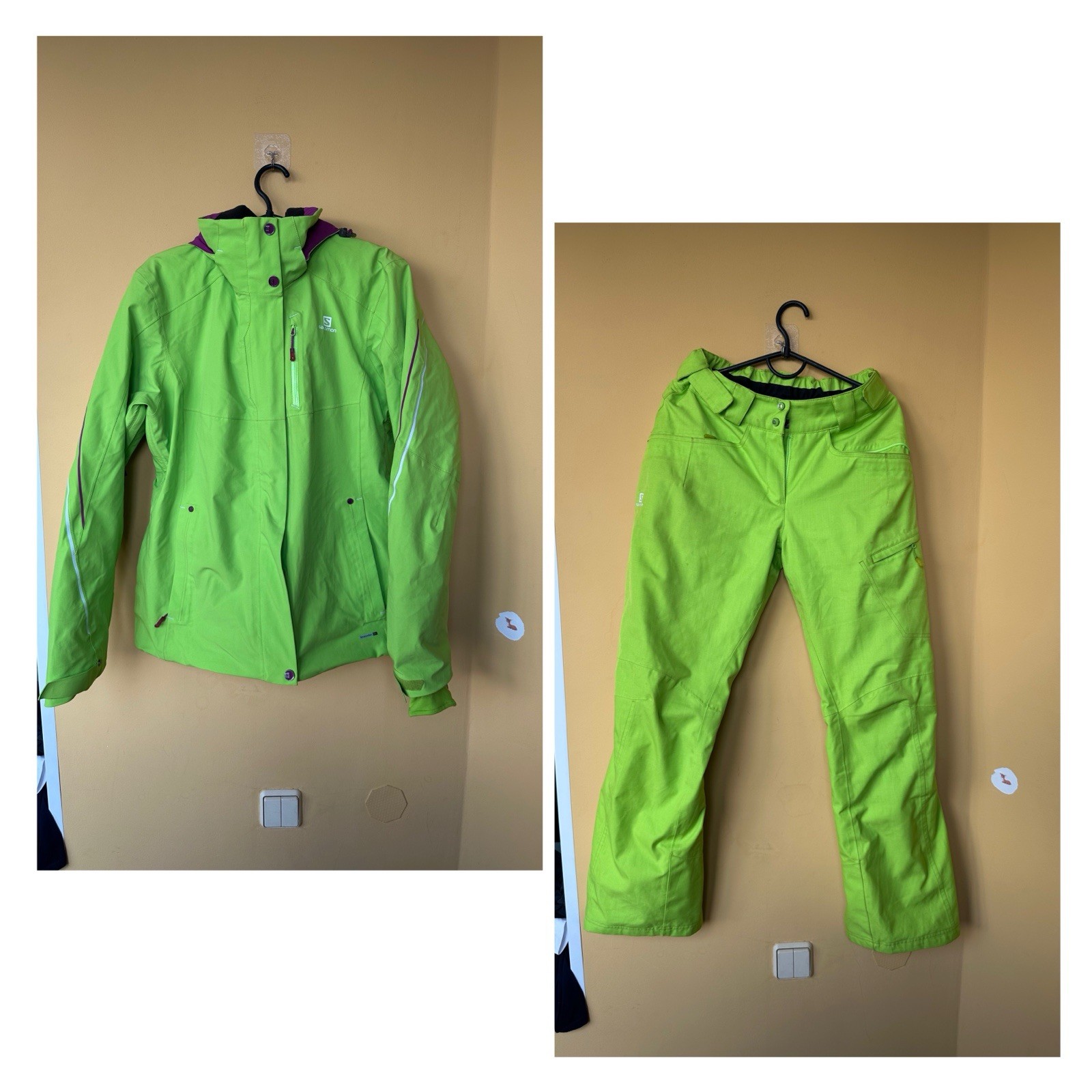Giacca sci snowboard Salomon Clima Pro taglia L pantaloni M verde outfit donna