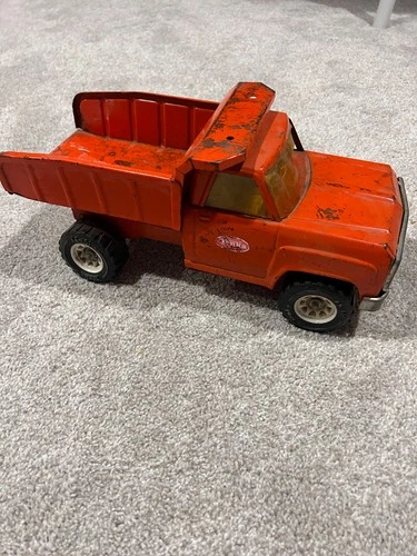Vintage 1970s Tonka 13190 Pressed Steel Orange Dump Tipper 14"L
