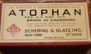 Atophan Vintage Medicine Box Cinchophen Tablets Schering & Glatz Inc New York