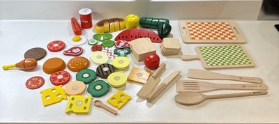 Großes Konvolut Holz Spiel Essen, Hacken Burger Brot Gemüse Käse Cola Ei