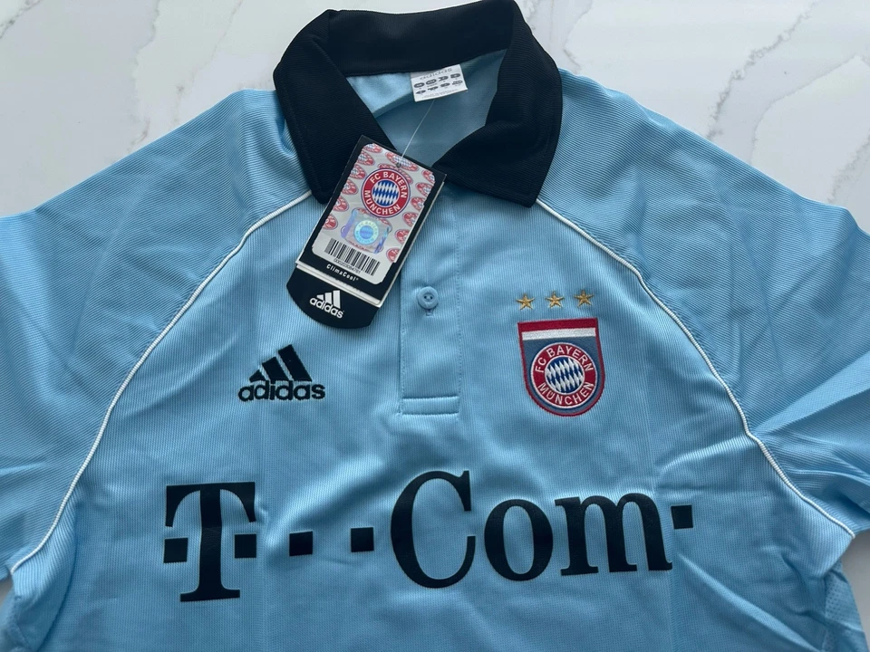 adidas Vintage Trikot FC Bayern München Torwart 2005/2006 hellblau langarm T-Com - Bild 2 von 4