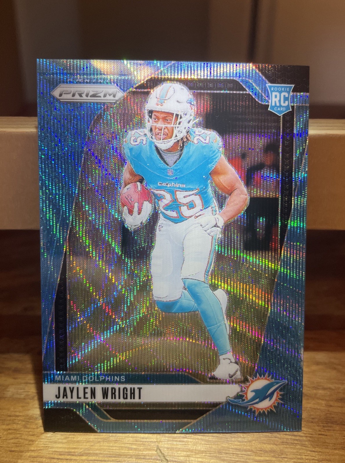 2024 Prizm Jaylen Wright RC Blue Wave Rookie #348 Numbered /230 Dolphins