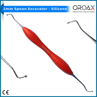 OROAX 2mm Dental Spoon Excavator Double-Ended Silicon Handle Carious Cavity Tool