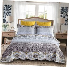 Quilts King Size Patchwork Bedspread Set - King 106 x 98 inch Aqua Rustic