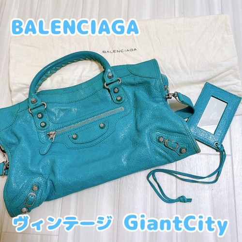 Balenciaga Giant City Turquoise Blue Leather Shoulder Handbag 2013 SS Italy