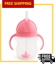 Munchkin Any Angle Sippy Cup for Toddlers Spill Proof Weighted Straw, 7 Oz, Pink