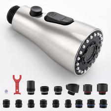 Pull down Kitchen Faucet Sprayer Head Replacement Part with 15 Adapters, 3 Funct