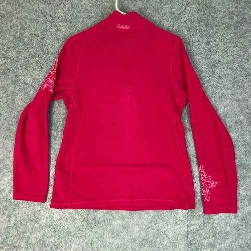 Cabelas Womens Sweater Small Pink Fleece Quarter Zip Outdoor Pullover Solid Top - Picture 8 of 11
