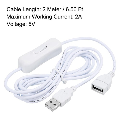USB-Verlängerungskabel mit Ein-/Ausschalter, 2 Meter USB-Stecker auf Buchse - Bild 2 von 5