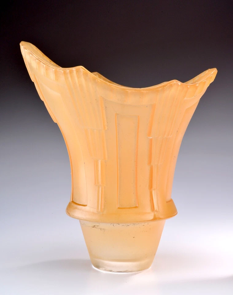 Conjunto de 3 abajures de vidro âmbar pêssego vintage década de 1930 Art Deco - Imagem 3 de 4