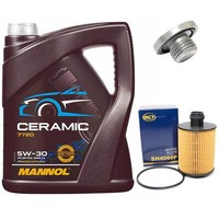 MotoröL Set 5W-30 5 Liter + ÖLfilter + ÖLablassschraube FüR Fit Doblo 1.3 D 263
