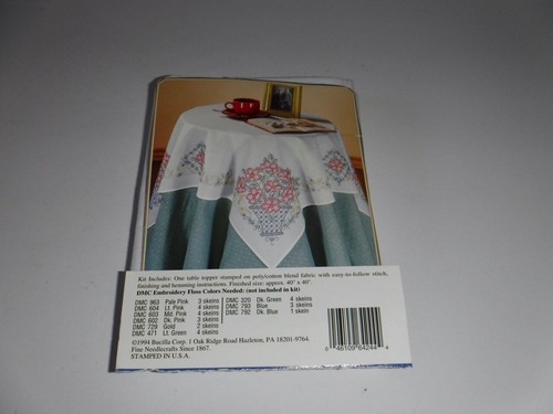 Bucilla WILD ROSES Tabletopper Stamped Cross Stitch Table Cloth Topper #64244