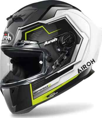 Full-Face Fiber Motorcycle Airoh GP 550 Rush White Yellow Helmet size XL