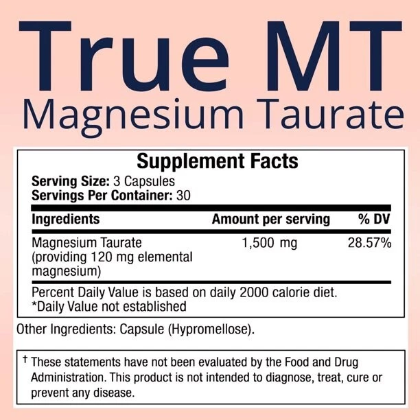 TrueMed Magnesium Taurate for Sleep and Cardiovascular Health 1500 mg 90 Capsule - Image 3 of 4