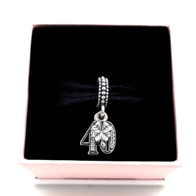 Genuine Pandora 40th Birthday Pendant Charm 791288CZ Free Delivery