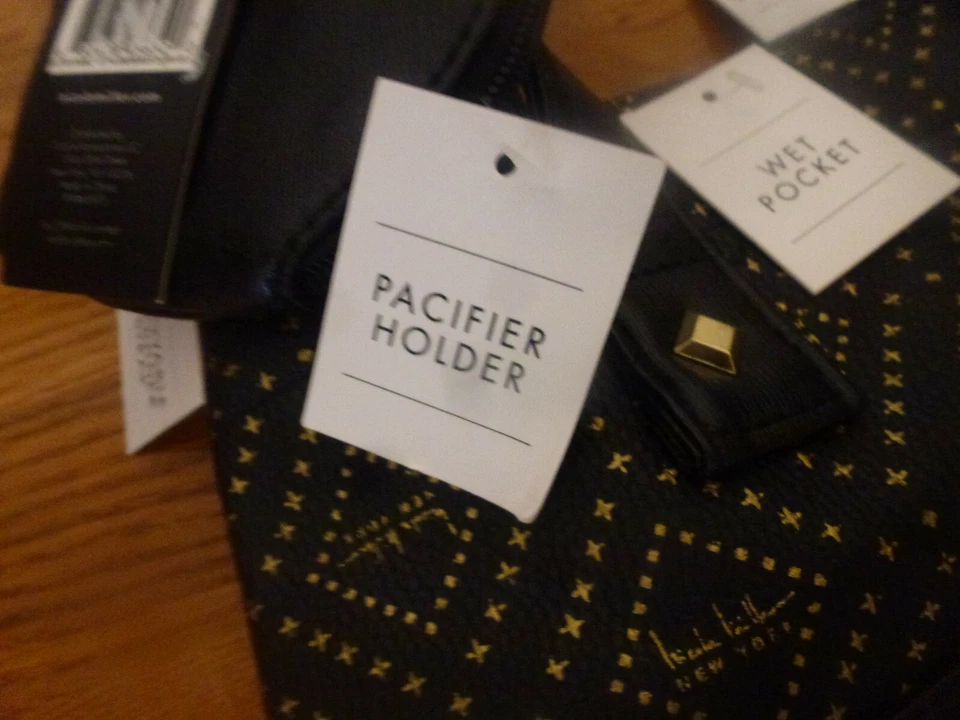 Nicole Miller New York NWT Multi Piece Tote Diaper Bag Black & Gold - Image 3 of 4