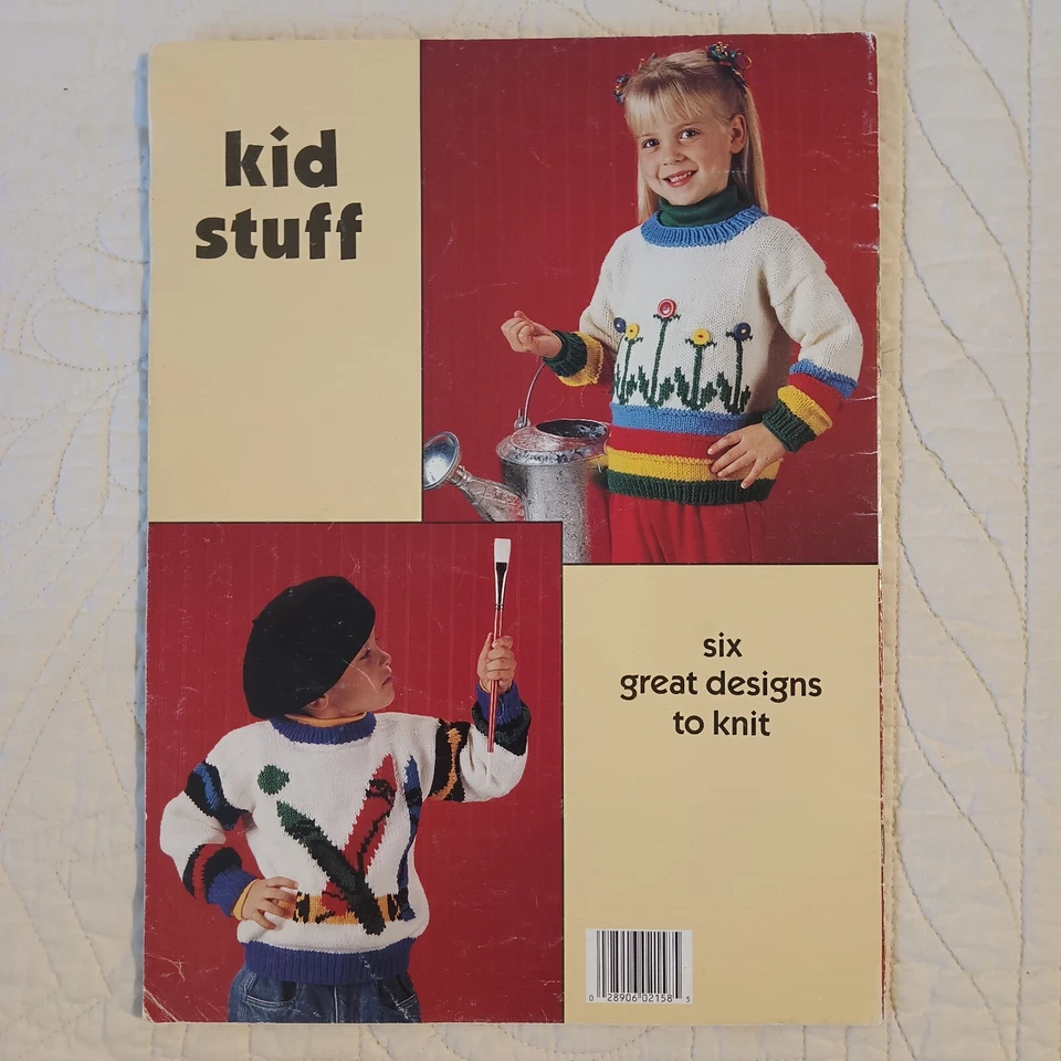 1991 Leisure Arts Kid Stuff Sweater Knitting Crochet Pattern Book Leaflet 2158 - Image 2 of 4