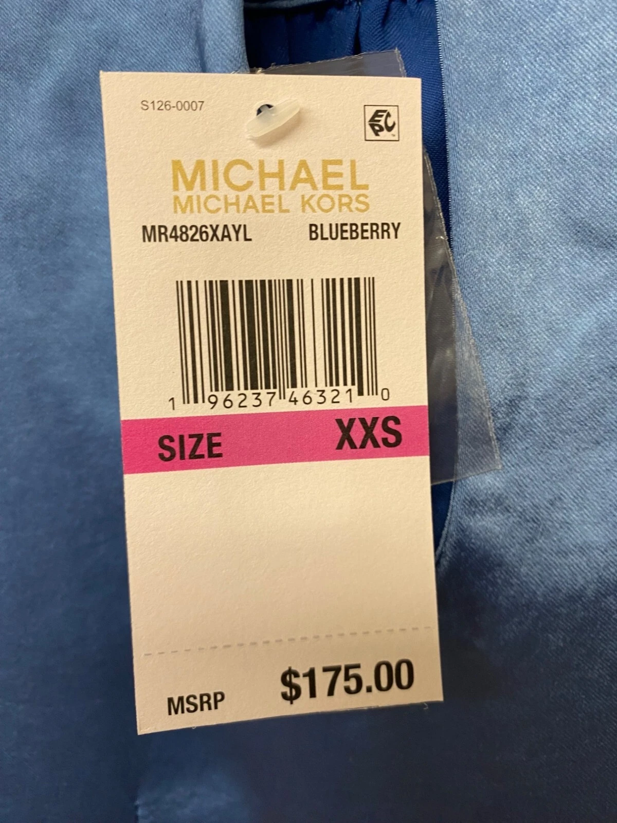 Abito donna Michael Kors catena mirtillo girocollo manica a campana taglia XXS nuovo con etichette