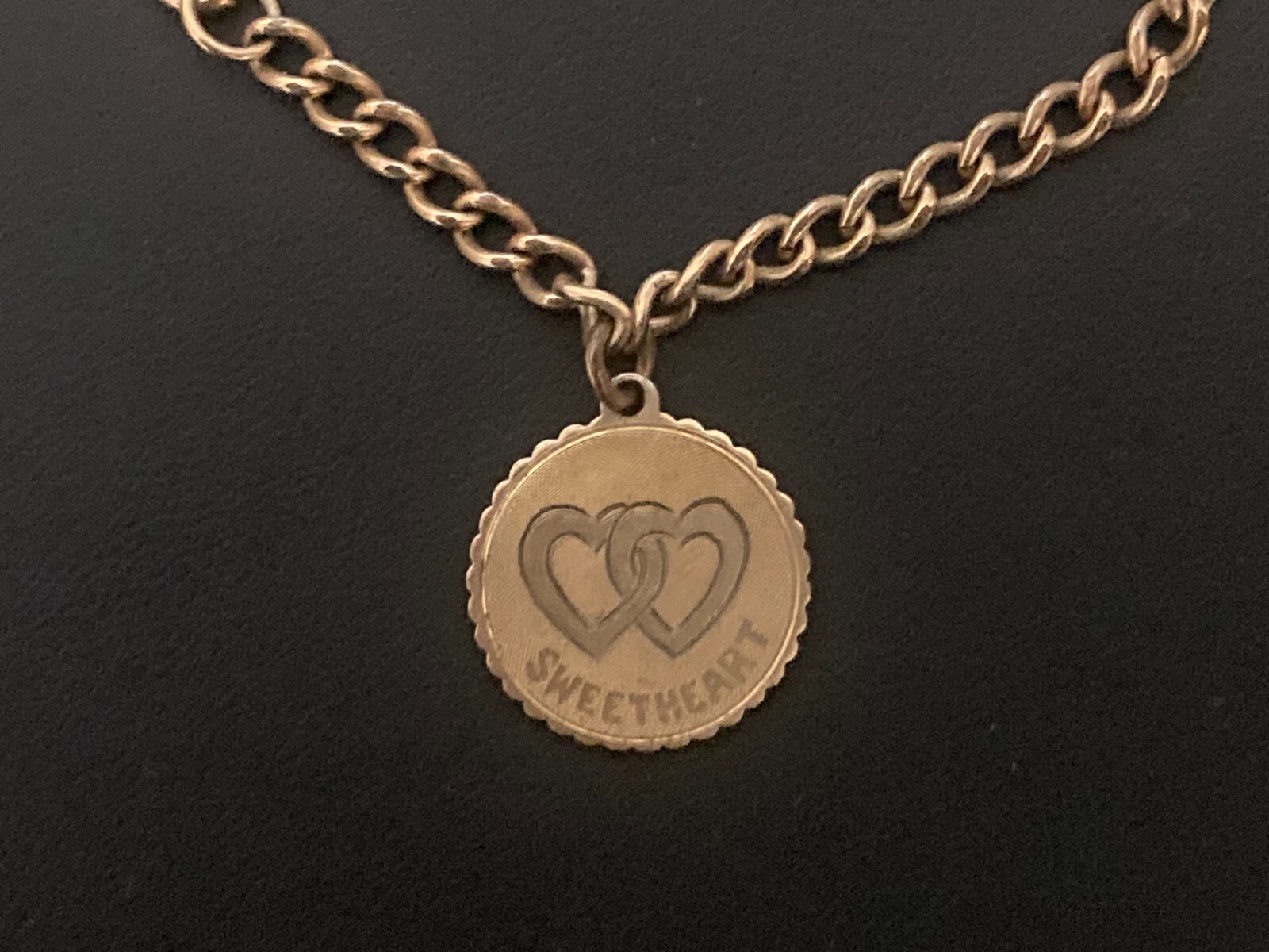 Signed KEN Gold Tone Double Interlocking Heart Sw… - image 2