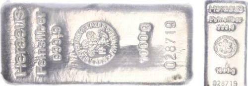 Lingotes y monedas de plata 1 kg
