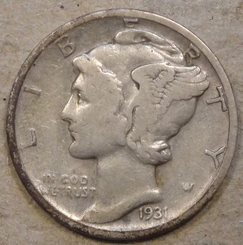 1931-D Mercury Dime F-VF as Pictured Bk