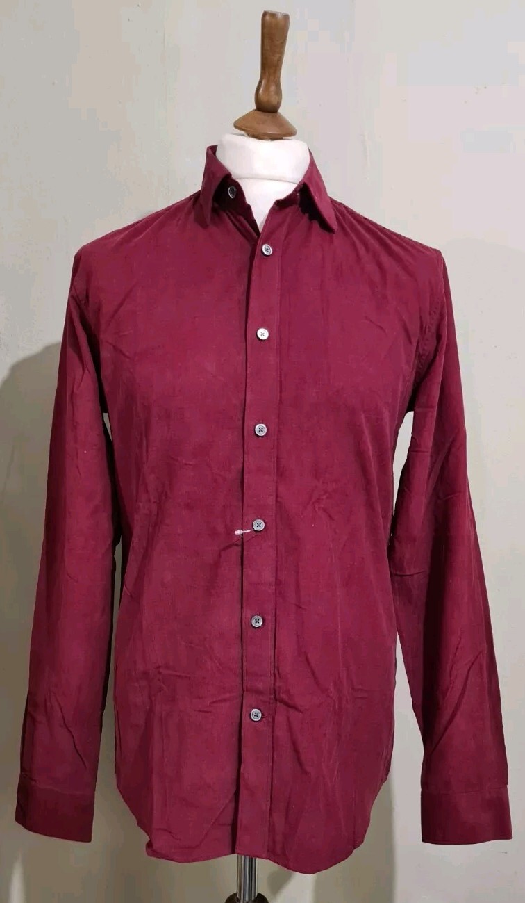FILA Camicia Gieves & Hawkes Savile Row velluto cotone manica lunga bordeaux taglia media