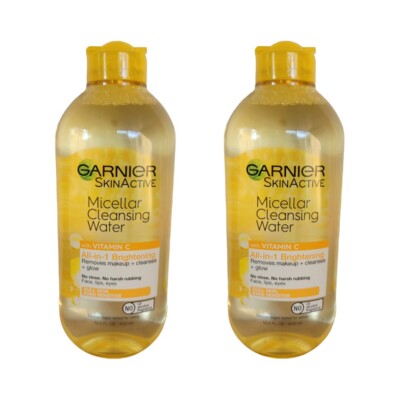 2 NEW Garnier SkinActive Micellar Cleansing Water with Vitamin C 13.5 oz