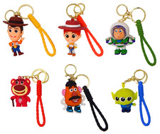 Disney Toy Story Themed Keychain Bag Clip Characters Rubber 3D W/ Lanyard Strap