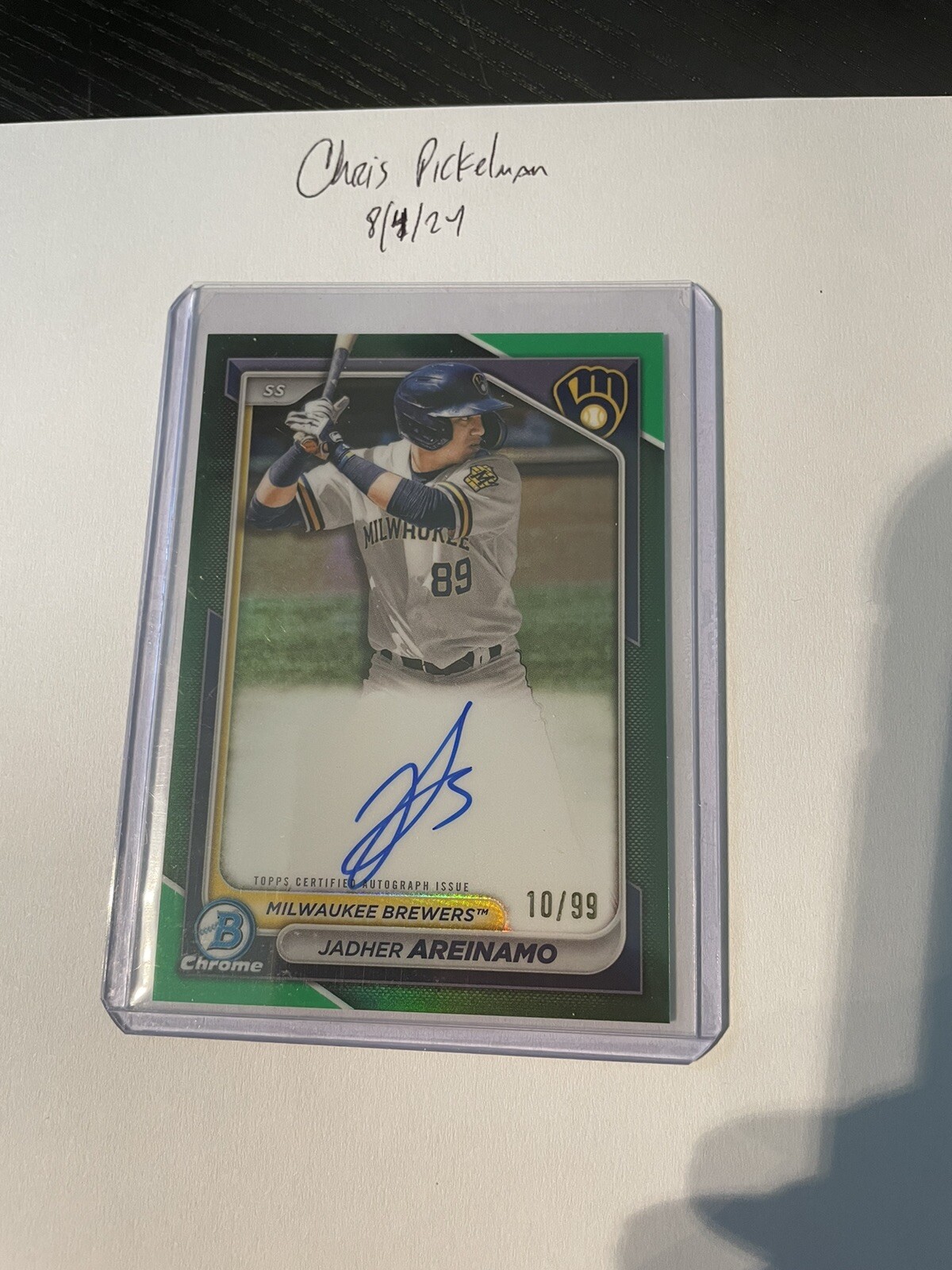 2024 Bowman Chrome JADHER AREINAMO Green Lava Auto /99 #CPA-JA SP Milwaukee 🔥