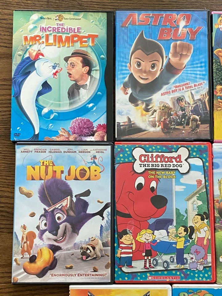Lot Of 11 Kids DVDs - The Secret of Nimh, Curious George, Stuart Little,Clifford Foto 2 de 4
