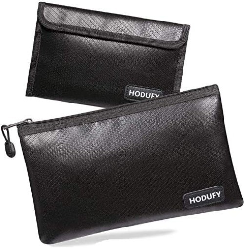 Fireproof and Waterproof Black Money Bag Set - Ultimate Protection for Valuables
