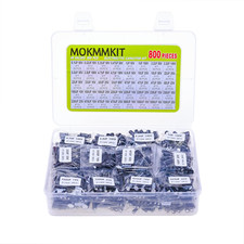 40 Values 800 Pcs 0.1Uf-1000Uf 10V 16V 25V 50V 100V Electrolytic Capacitor Kit