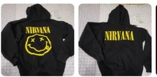 Vtg Nirvana Nevermind Hoodie Smiley Face Grunge 90s Sweatshirt double sided M