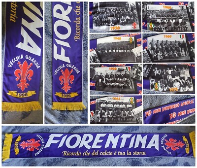 Écharpe Ultras Fiorentina - Satin Imprimé Violet - Années 90 - Fabriquée En Italie