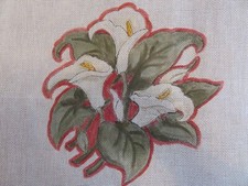 Anthurium Lily Flower Needlepoint Hand Painted Canvas 29in x 25in 12 ct Leaves