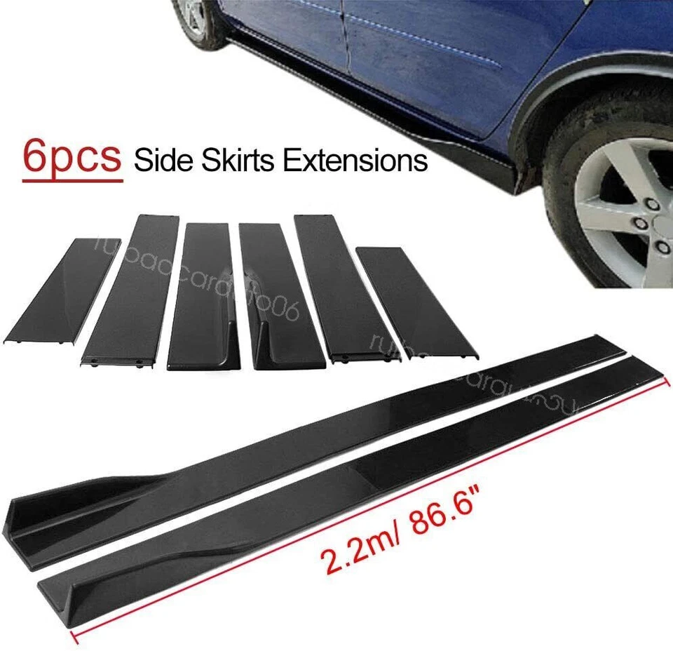 For Volkswagen Golf Front Bumper Lip Splitter Side Skirts Rear Lip Gloss Black - Image 3 of 4