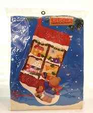 Vintage 1988 Titan Needlecraft Felt Christmas Stocking Kit 85033 Bear Puppy