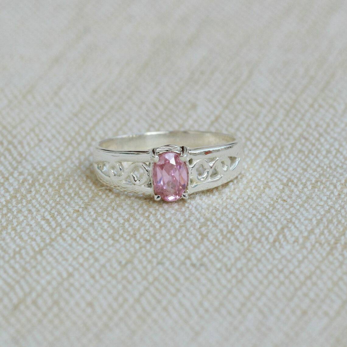 SILVER925 PINK STONE RING/シルバー/リング SILVER925 PINK STONE DESIGN RING/シルバーリング