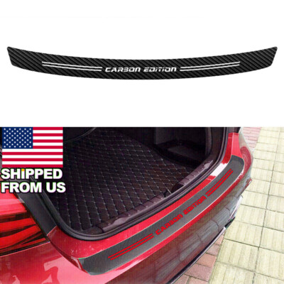 39'' Carbon Fiber Black Pattern Rear Trunk Bumper Guard Sticker Moulding Trim