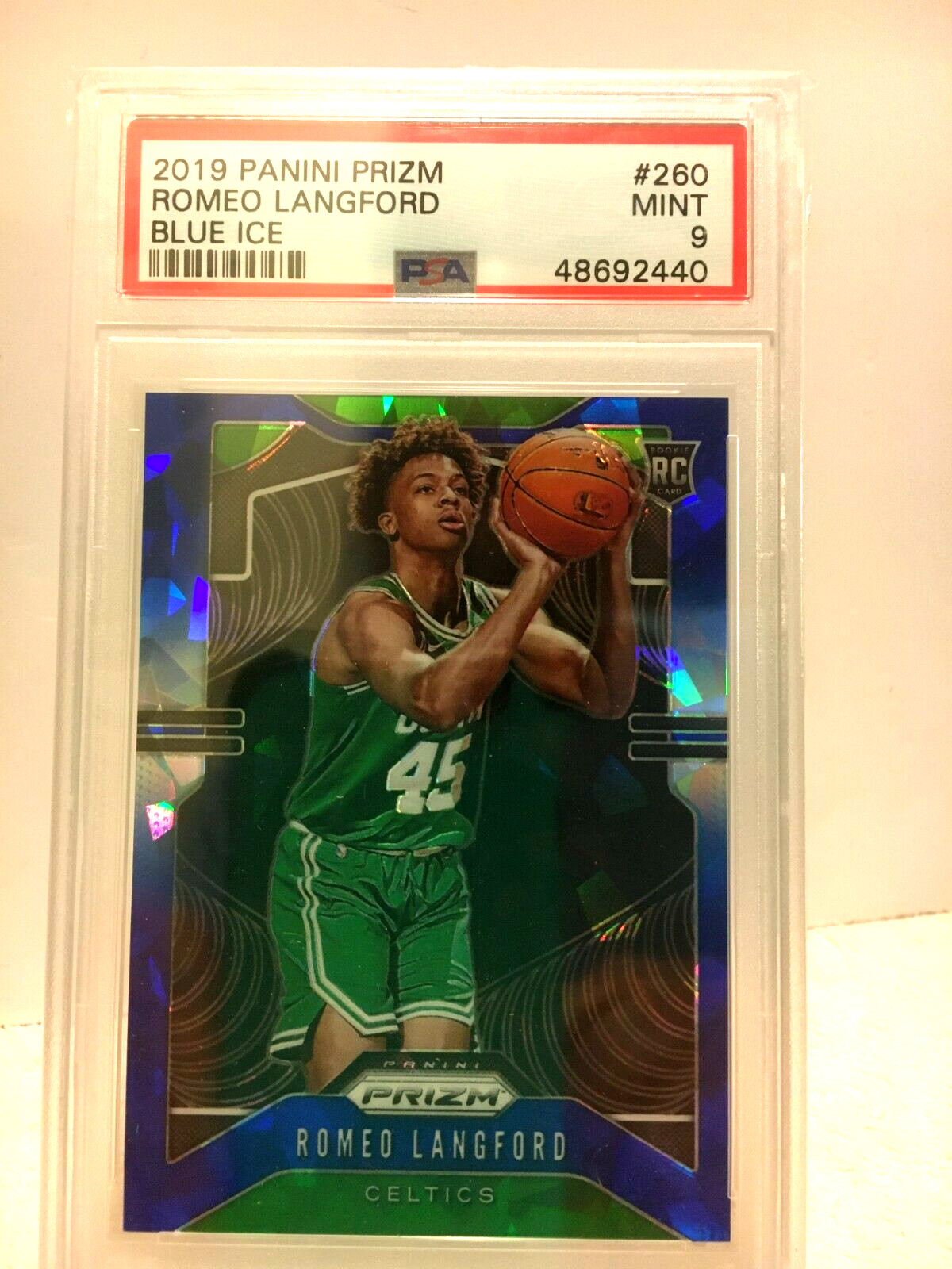 2019-20 Panini PRIZM Romeo Langford #260 Blue Ice 42/99 SSP PSA 9