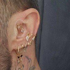 Sterling Silver 18 G Double Diamond Kite Shape Drop Earrings Handcrafted in USA