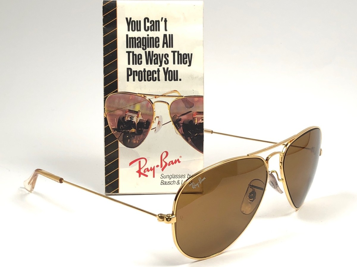 VINTAGE RAY BAN AVIATOR 58MM GOLD B15 TGM BROWN LENSES SUNGLASSES