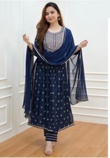 Elegant Nayra Cut Rayon Kurti Set-Heavy Embroidery  Sequin Work -Sizes M to XXL