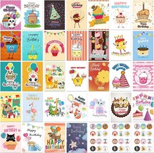 32 Pcs Happy Birthday Cards Bulk with Envelopes 4x6 Assorted Birthday Cards